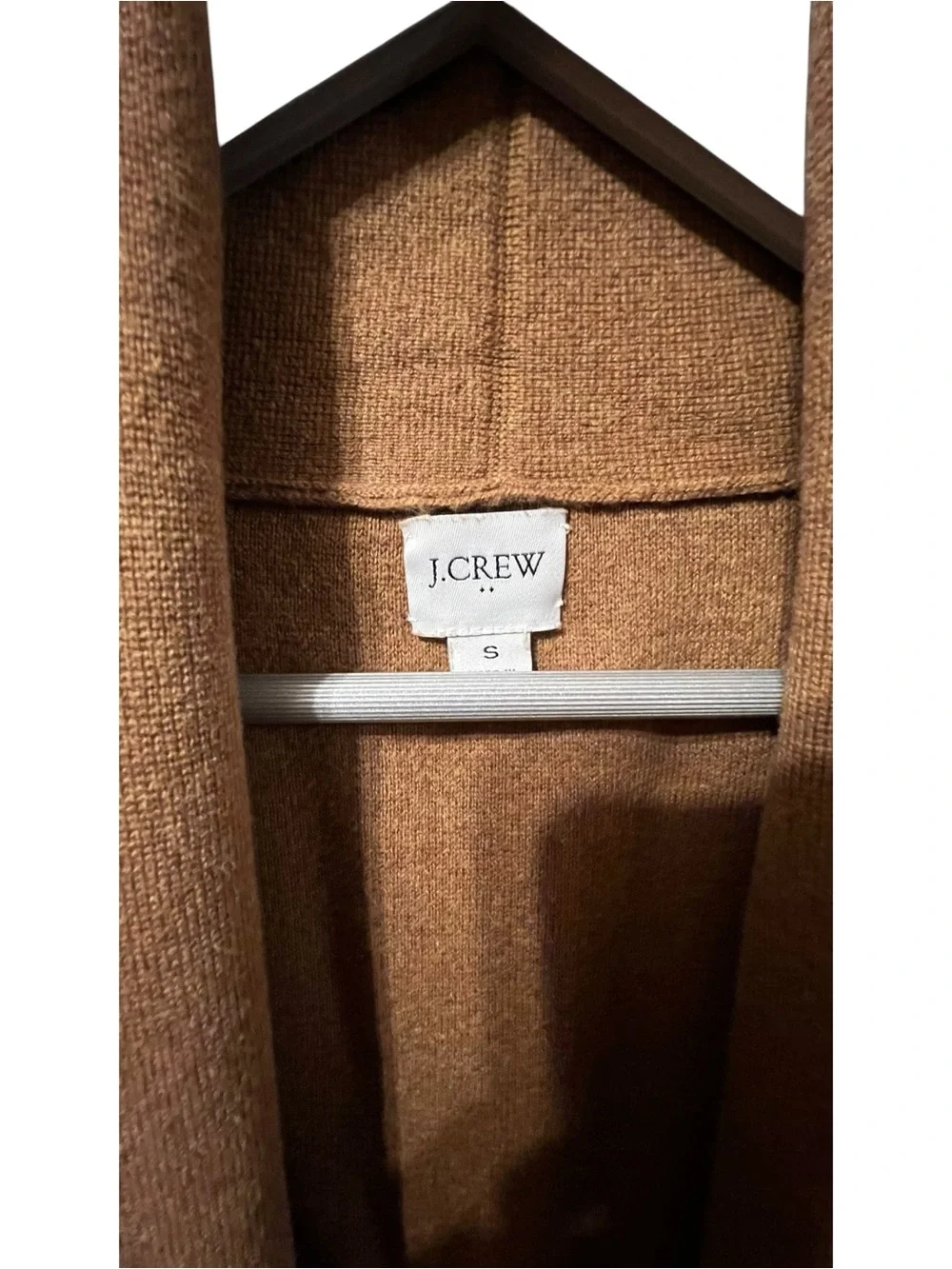 J.Crew Chelsea Sweater Blazer Camel Brown Open Front Knit Cardigan Size S